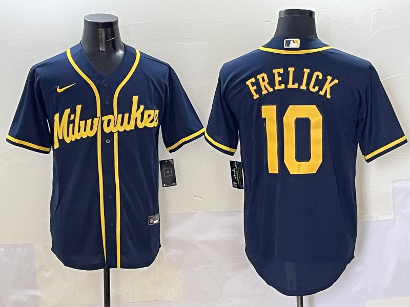 Men's Milwaukee Brewers Sal Frelick #10 Navy Alternate Limited Jersey